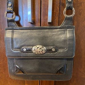 BRIGHTON CONTEMPO CITY Black Drop down Wallet ORGANIZER Xbody Shoulder BAG